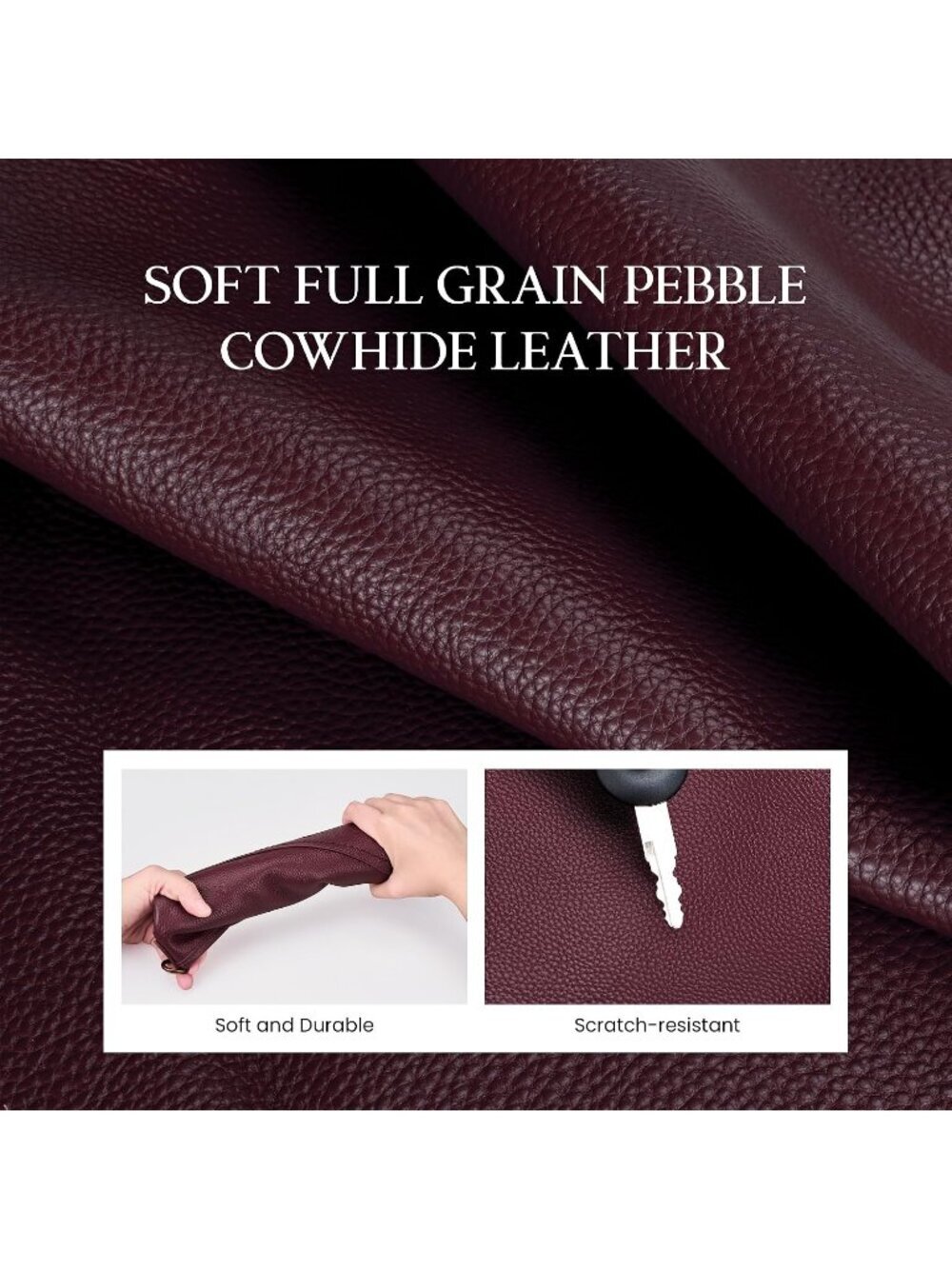 Women's Burgundy Full Grain Leather Wristlet Wallet Soft RFID Crossbody Bags - Picture 4 of 6